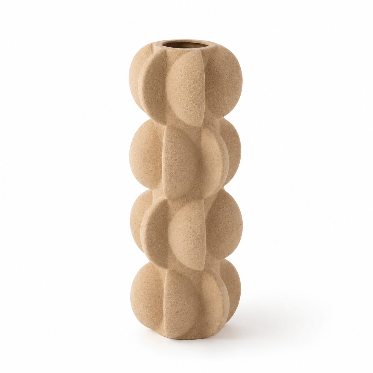 Sand Beige Sculptural Bubble Ceramic Vase with matte textured ceramic finish
