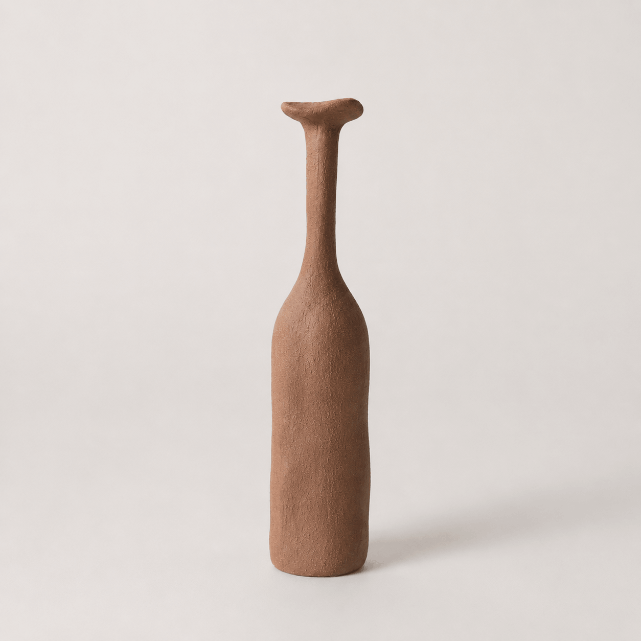 Tea Brown narrow-neck ceramic vase on a clean background.