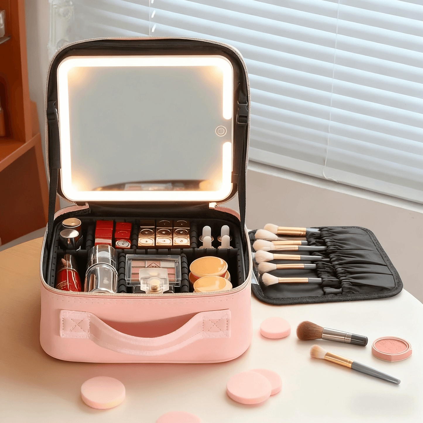 Rechargeable LED Makeup Bag with Mirror – Perfect Gift for Travel & Daily Use