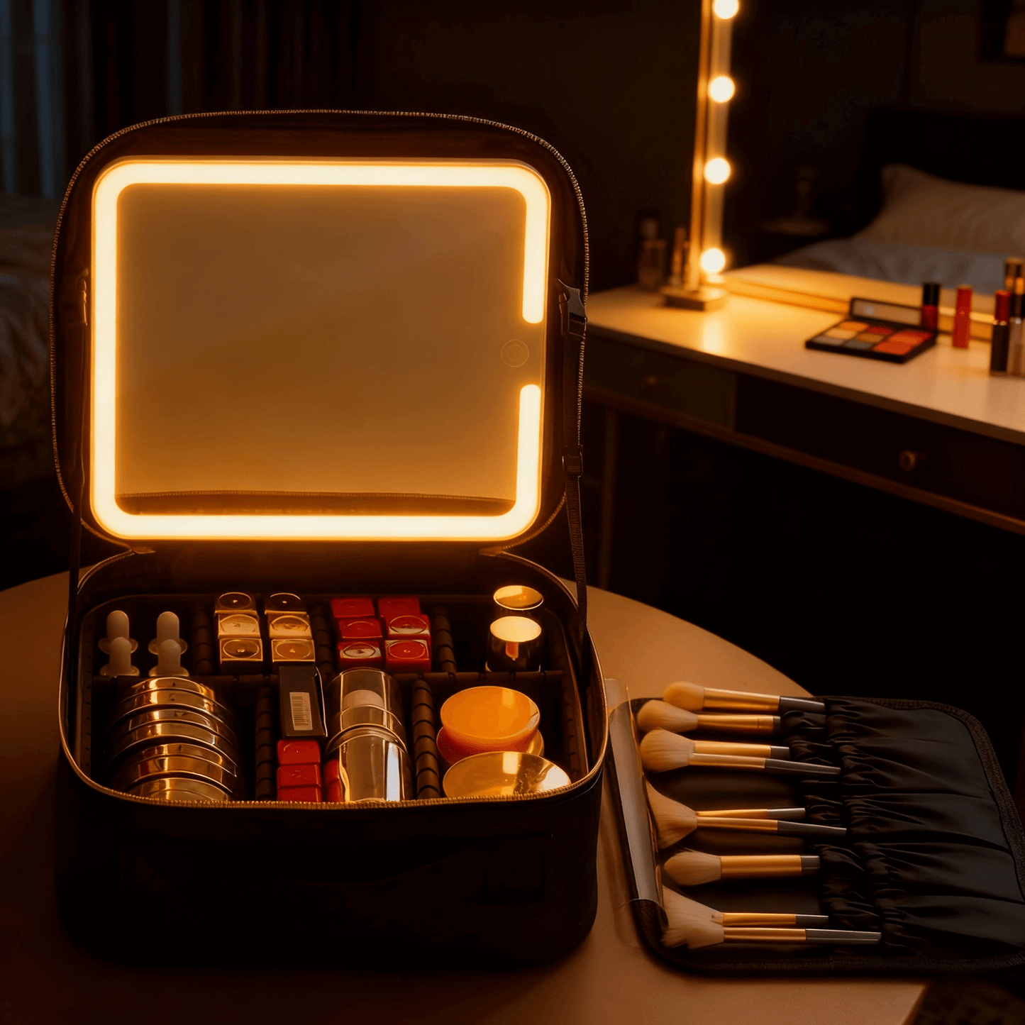 Rechargeable LED Makeup Bag with Mirror – Perfect Gift for Travel & Daily Use