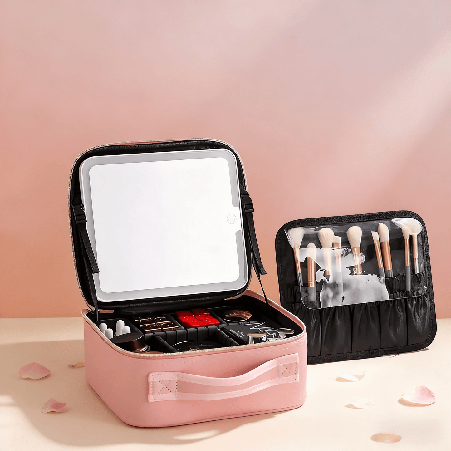 Rechargeable LED Makeup Bag with Mirror – Perfect Gift for Travel & Daily Use