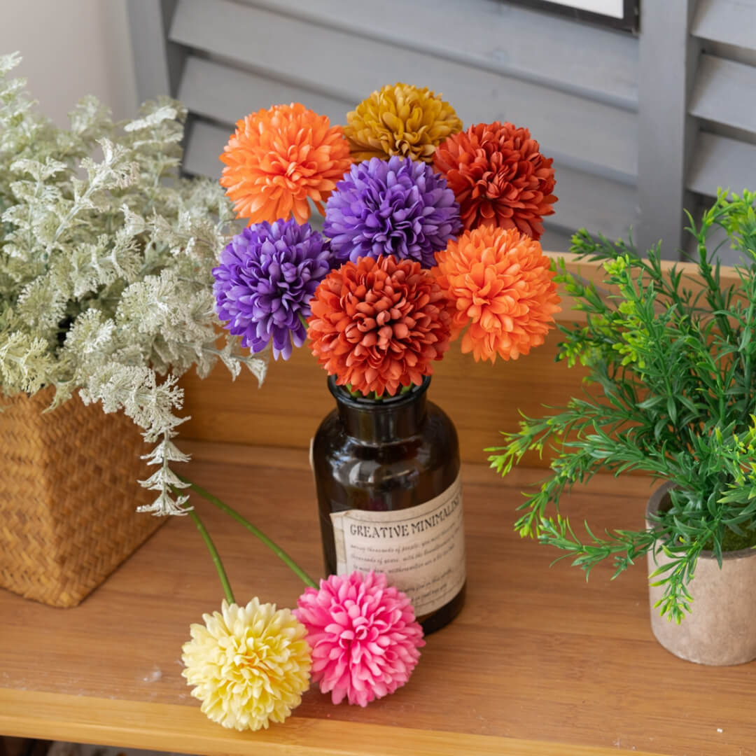 Explore a vibrant color palette with our Premium Artificial Dandelion and Faux Flowers arrangement. ๐ผ