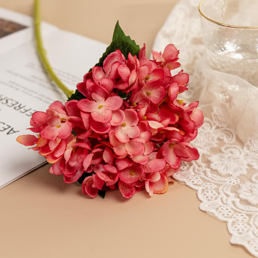 Autumn red hydrangea, passionate and romantic.