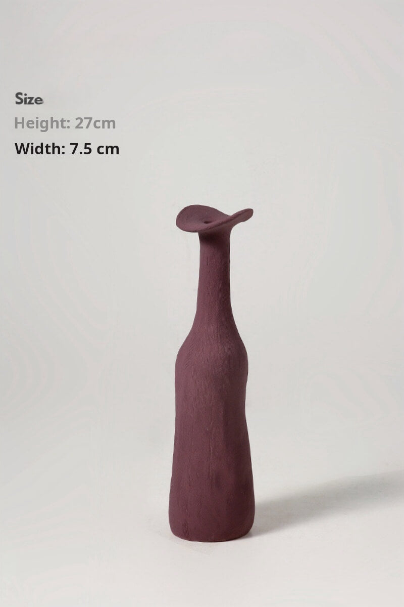 Deep Purple Gray Ceramic Vase - An elegant deep purple gray ceramic vase, distinctive and chic.