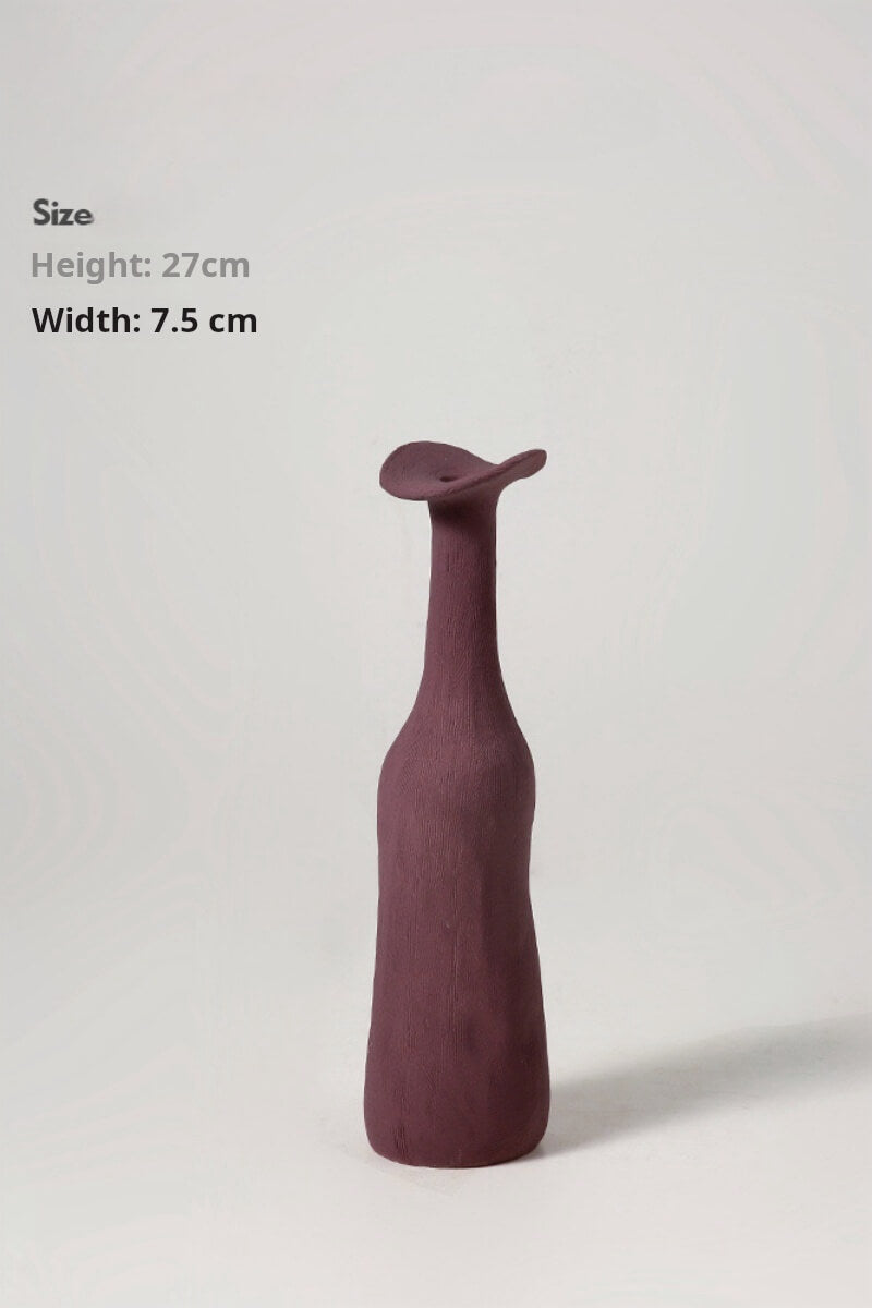  Deep Purple Gray Ceramic Vase - An elegant deep purple gray ceramic vase, distinctive and chic.