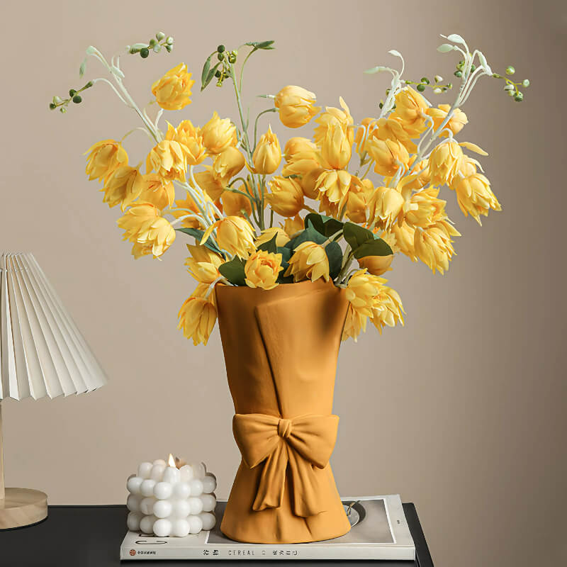 Elegante jarrón artístico con forma de pajarita: regalo perfecto para los amantes de las flores