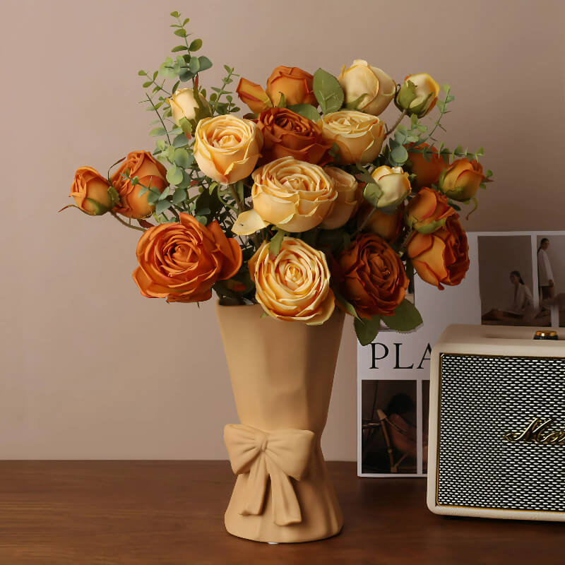 Elegante jarrón artístico con forma de pajarita: regalo perfecto para los amantes de las flores