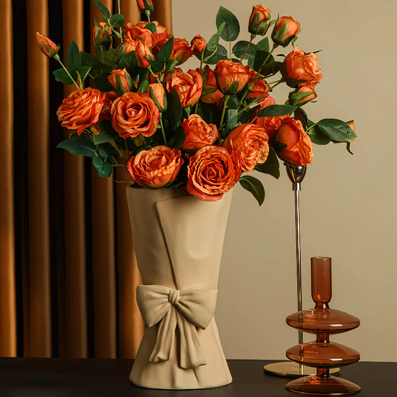 Elegante jarrón artístico con forma de pajarita: regalo perfecto para los amantes de las flores
