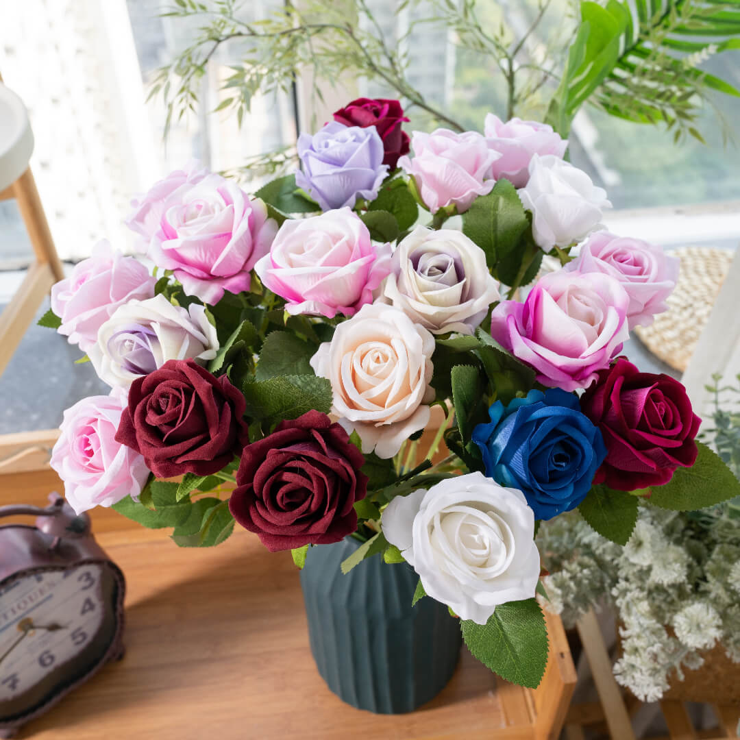 A bouquet of roses, with petals as soft as silk.