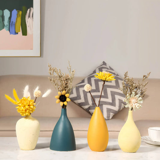 Minimalist Ceramic Art Vase Combination F with Flowers