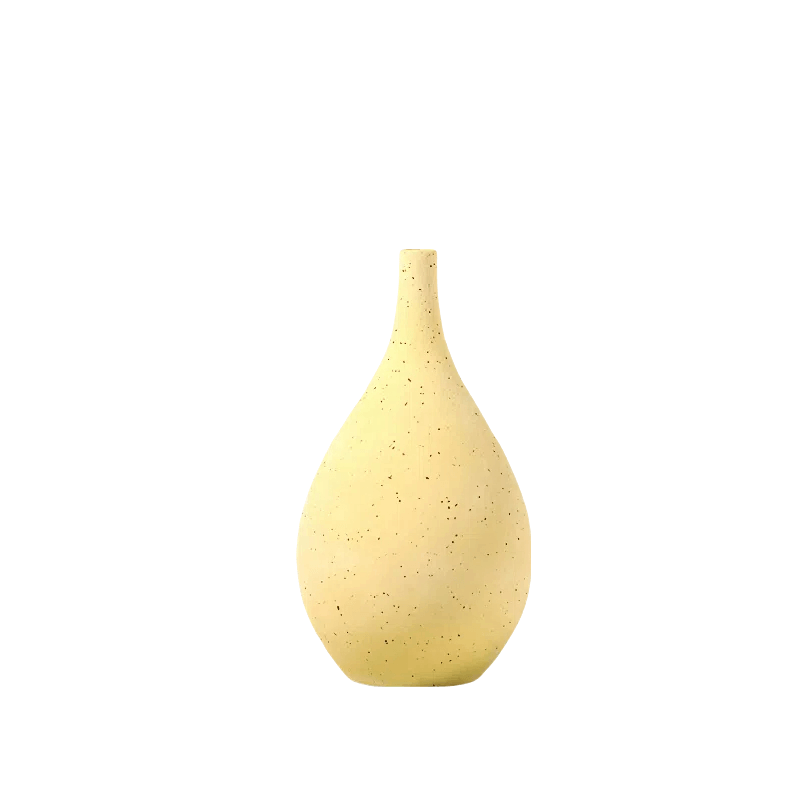 Jarrón de cerámica minimalista con arte moderno en amarillo y azul
