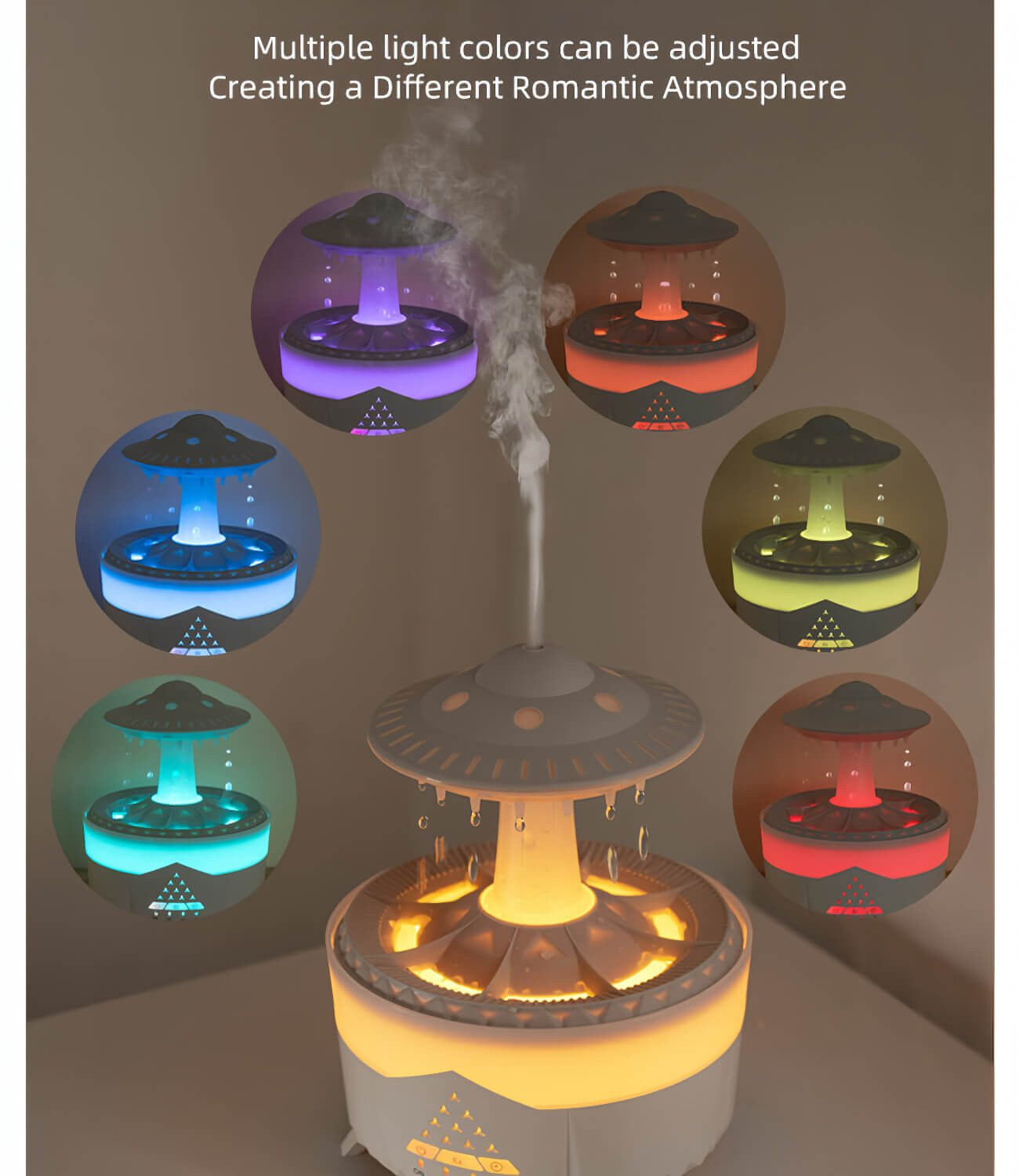 UFO Raindrop Diffuser - Unique UFO Design, Vibrant LED Lights.