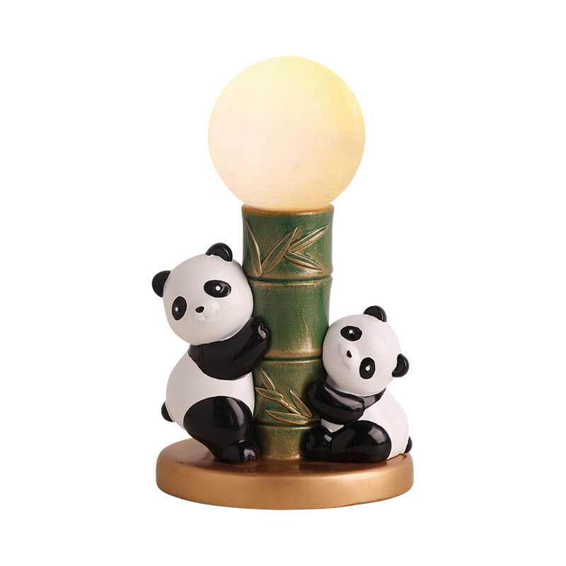 Black panda moon lamp white background photo