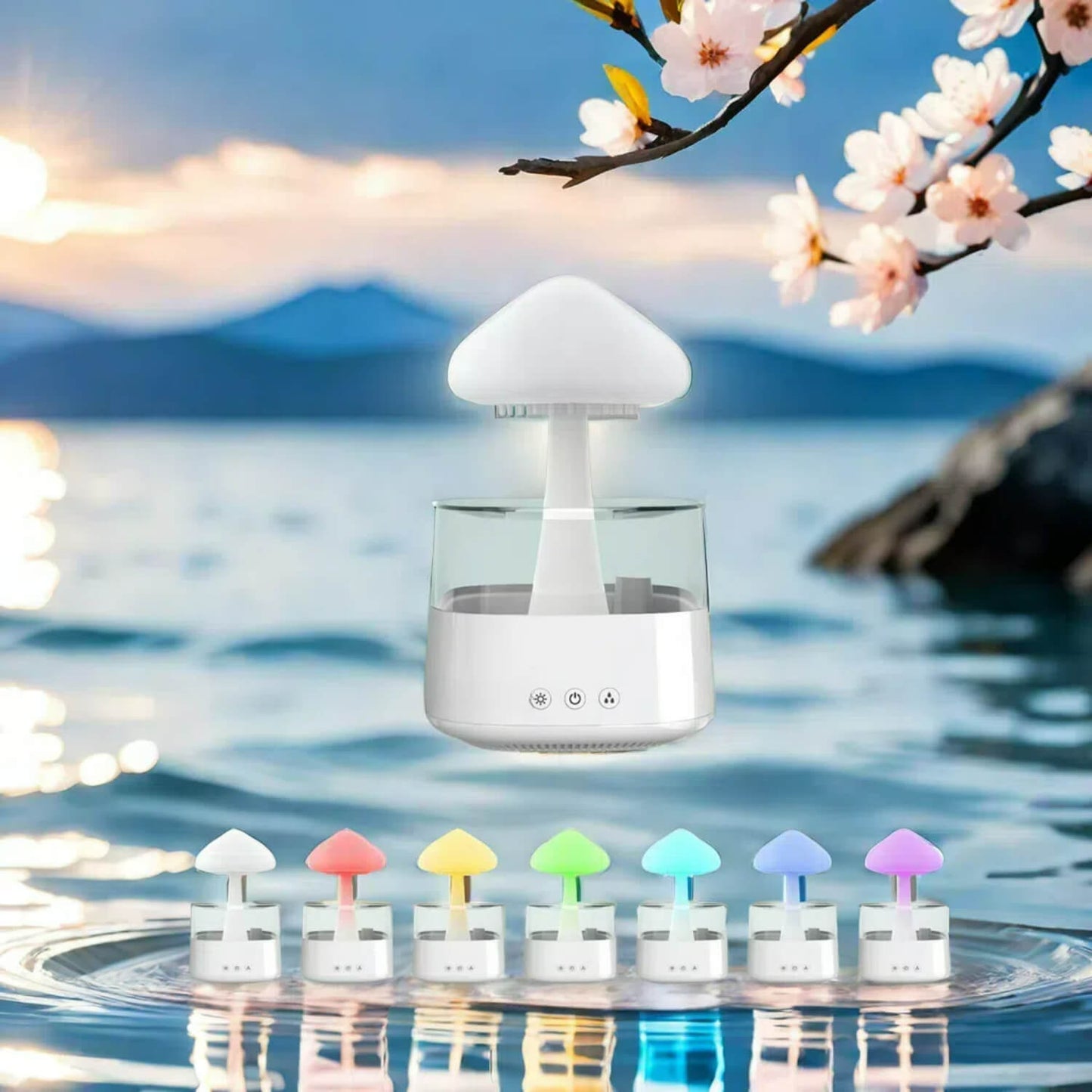 Serene Rain Cloud Diffuser in action, creating a tranquil atmosphere with its raindrop patter.