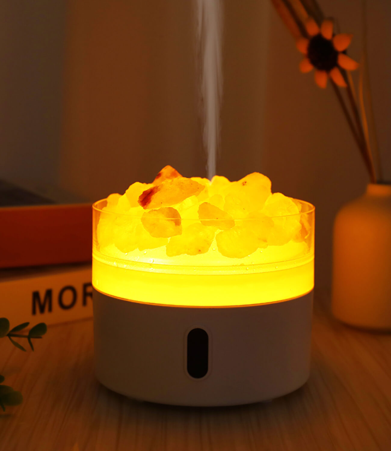 Serene Ambiance with Salt Stone Diffuser.