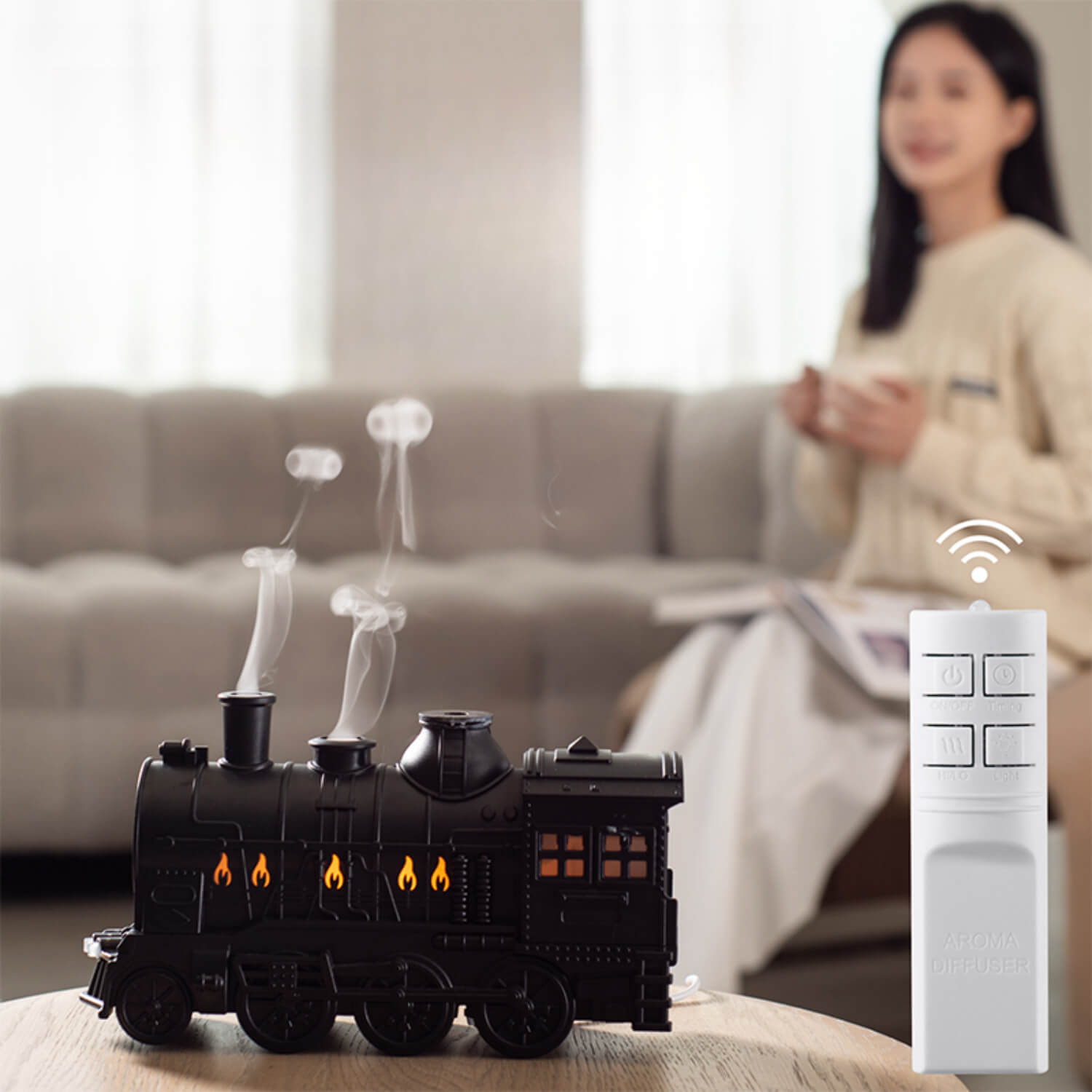 Experience charm and practicality with our unique Small Train Aroma Humidifier. Adorable train-inspired design with jellyfish-shaped mist.