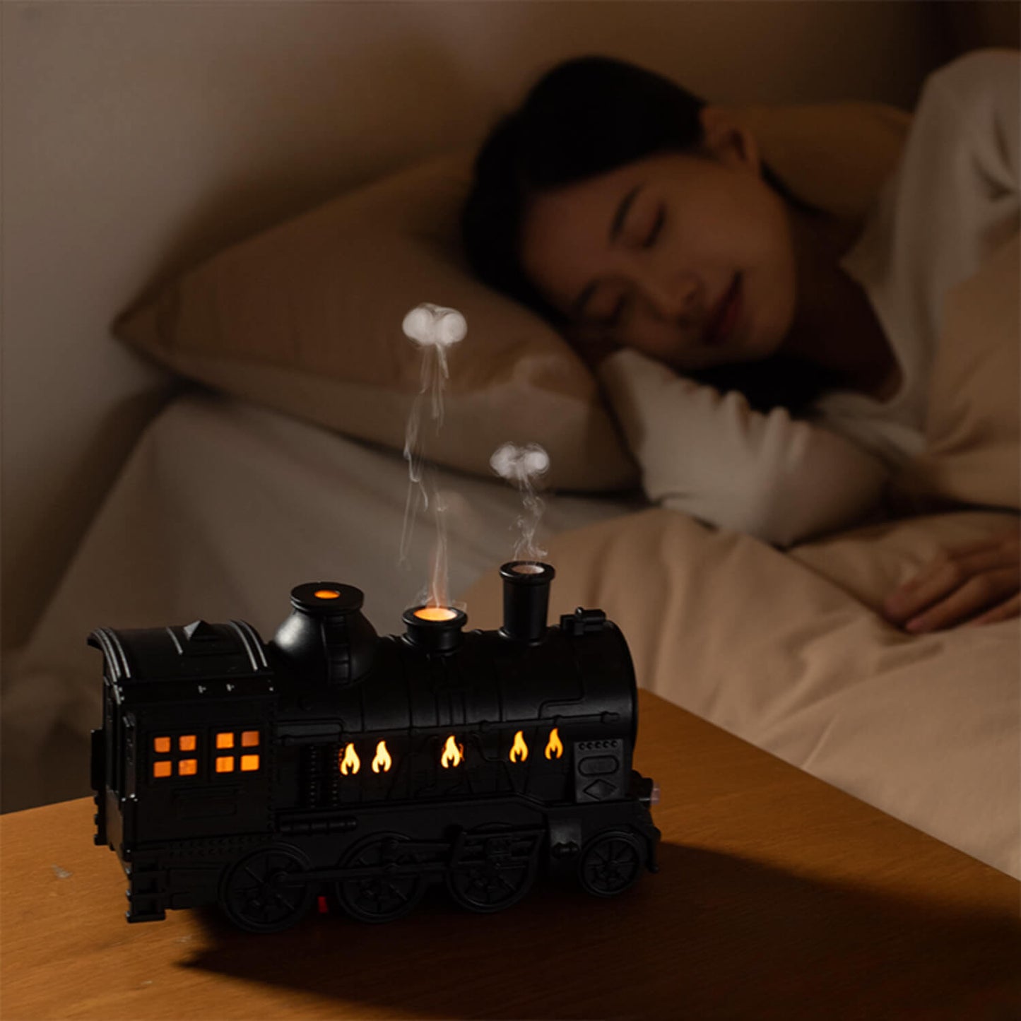 Multiple ambient lighting options and aromatherapy feature for creating a soothing atmosphere. Convenient wireless remote control.