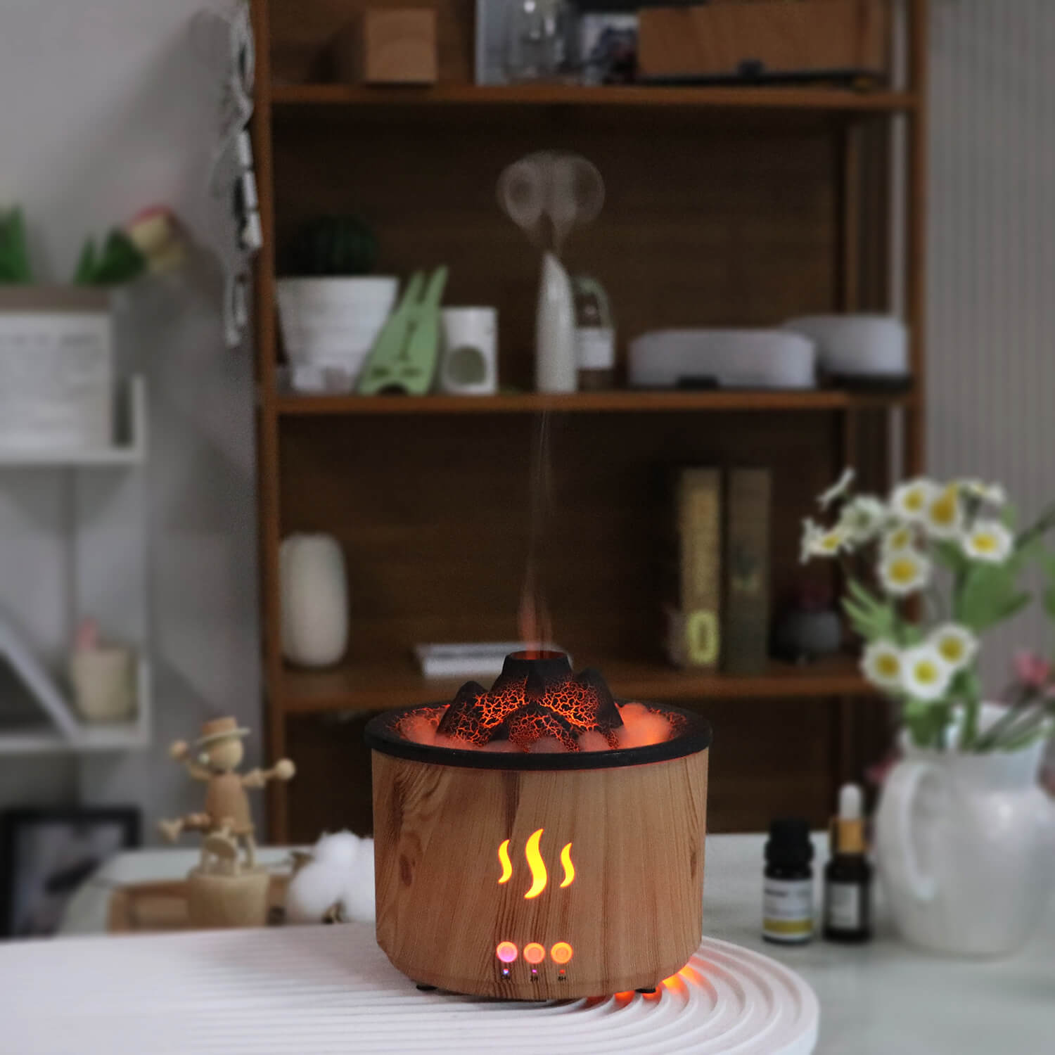 Explore the unique design and functionality of our Volcano Aroma Humidifier from different angles.