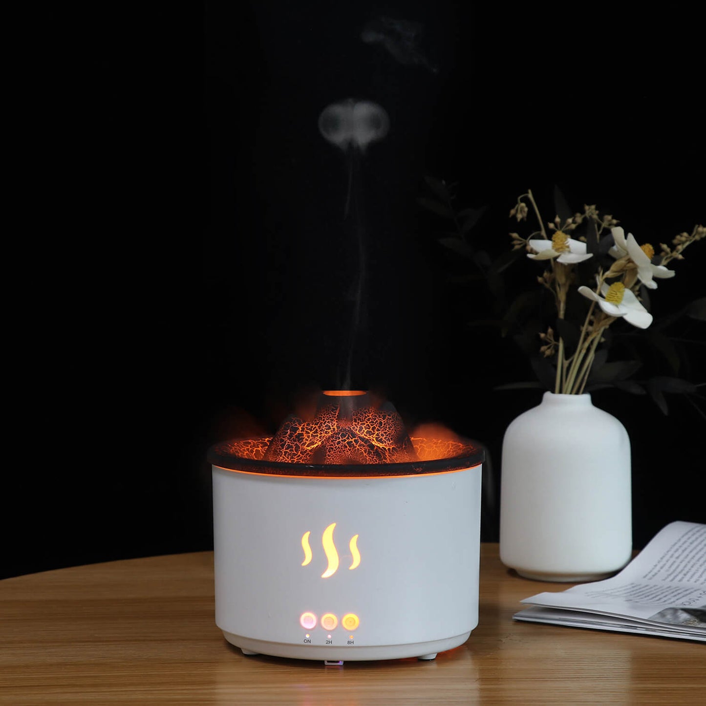 Conveniently control settings with the wireless remote of our Volcano Aroma Humidifier.