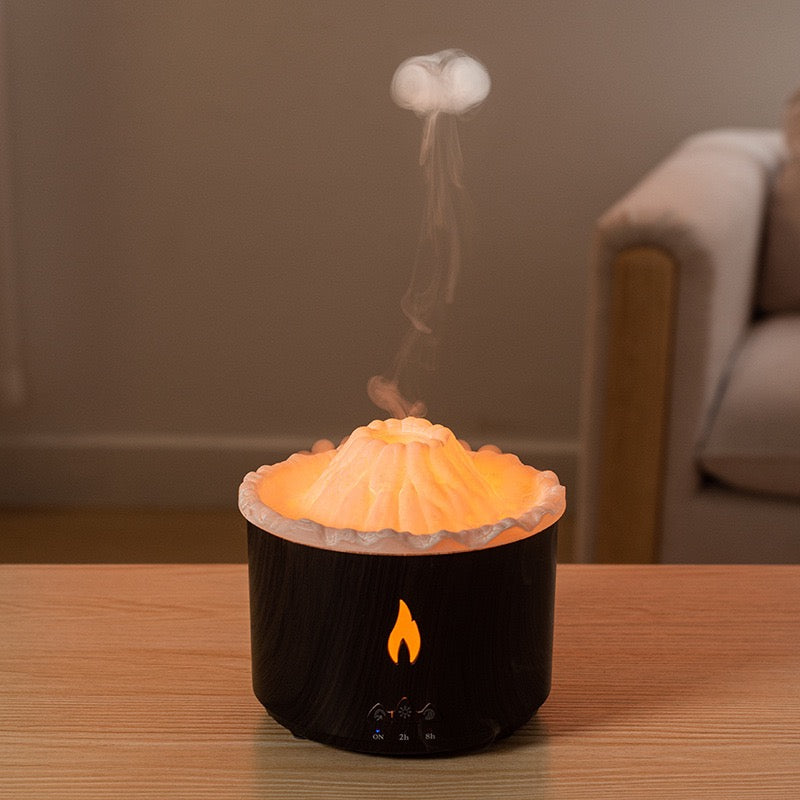 Complete Crack Design-Black Volcano Aroma Humidifier with a volcanic crack design