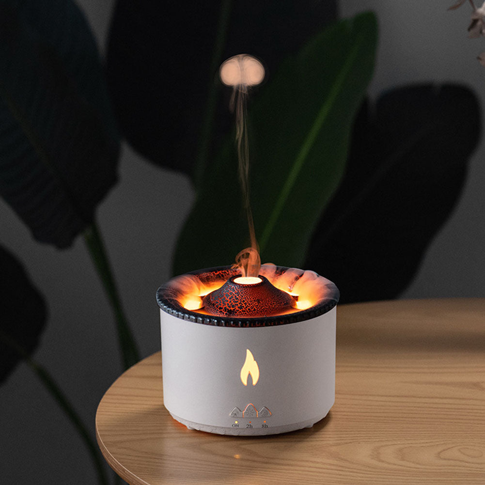Partial Crack Design-White Volcano Aroma Humidifier with a partially cracked design