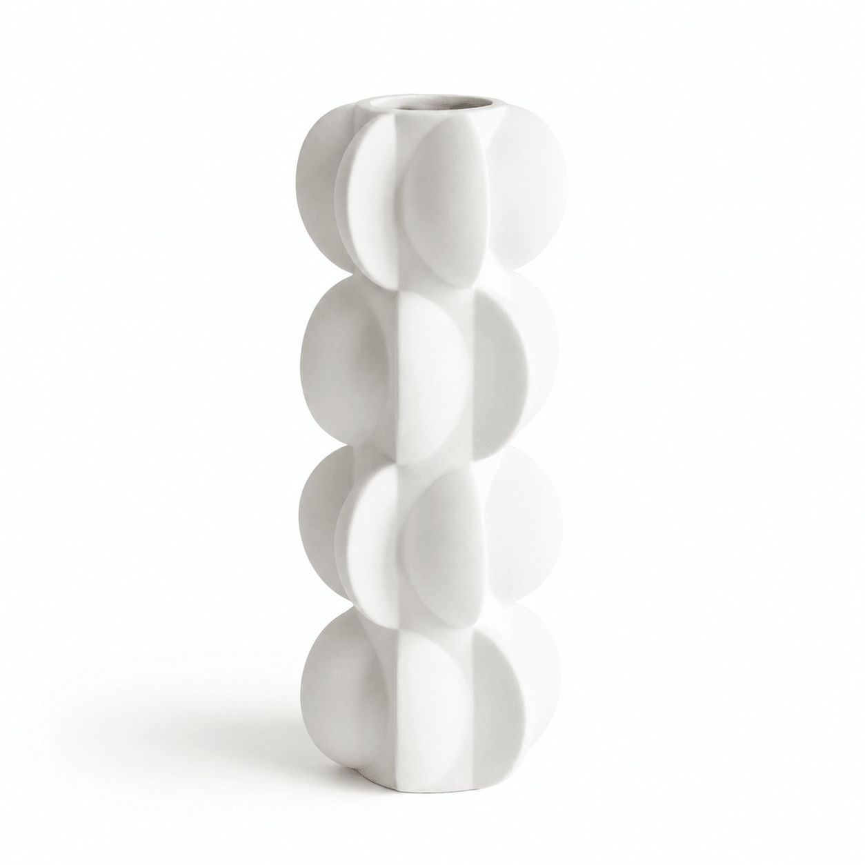 Soft White Sculptural Bubble Ceramic Vase with rounded geometric curves on a clean background