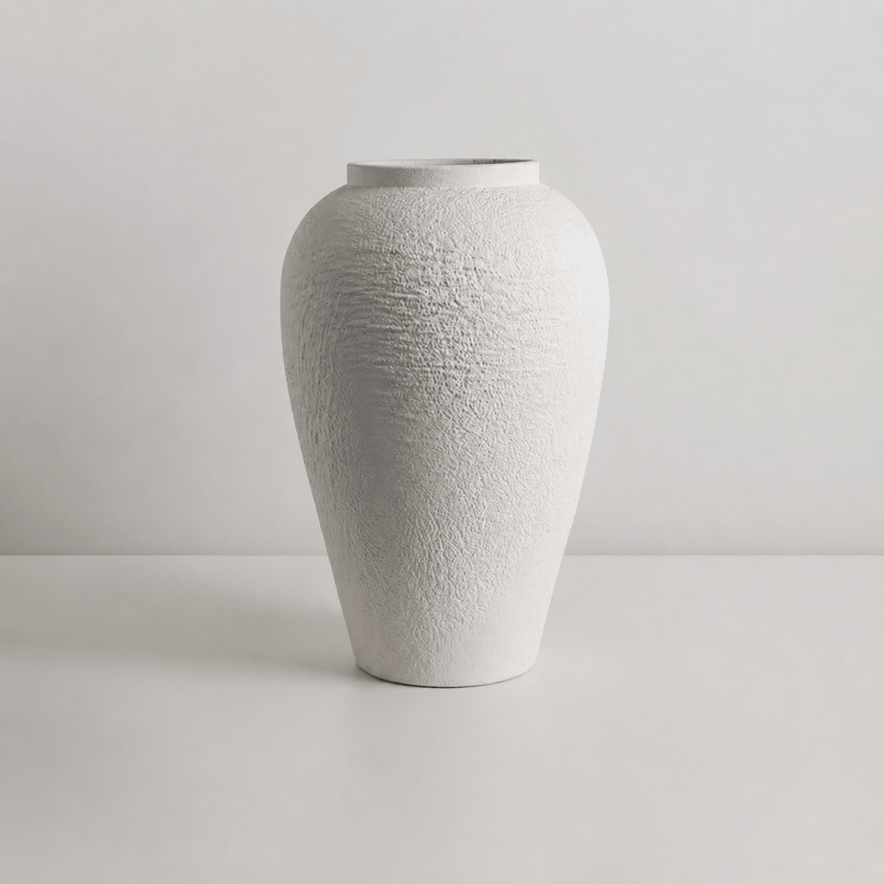 Medium white textured decorative vase without flowers
