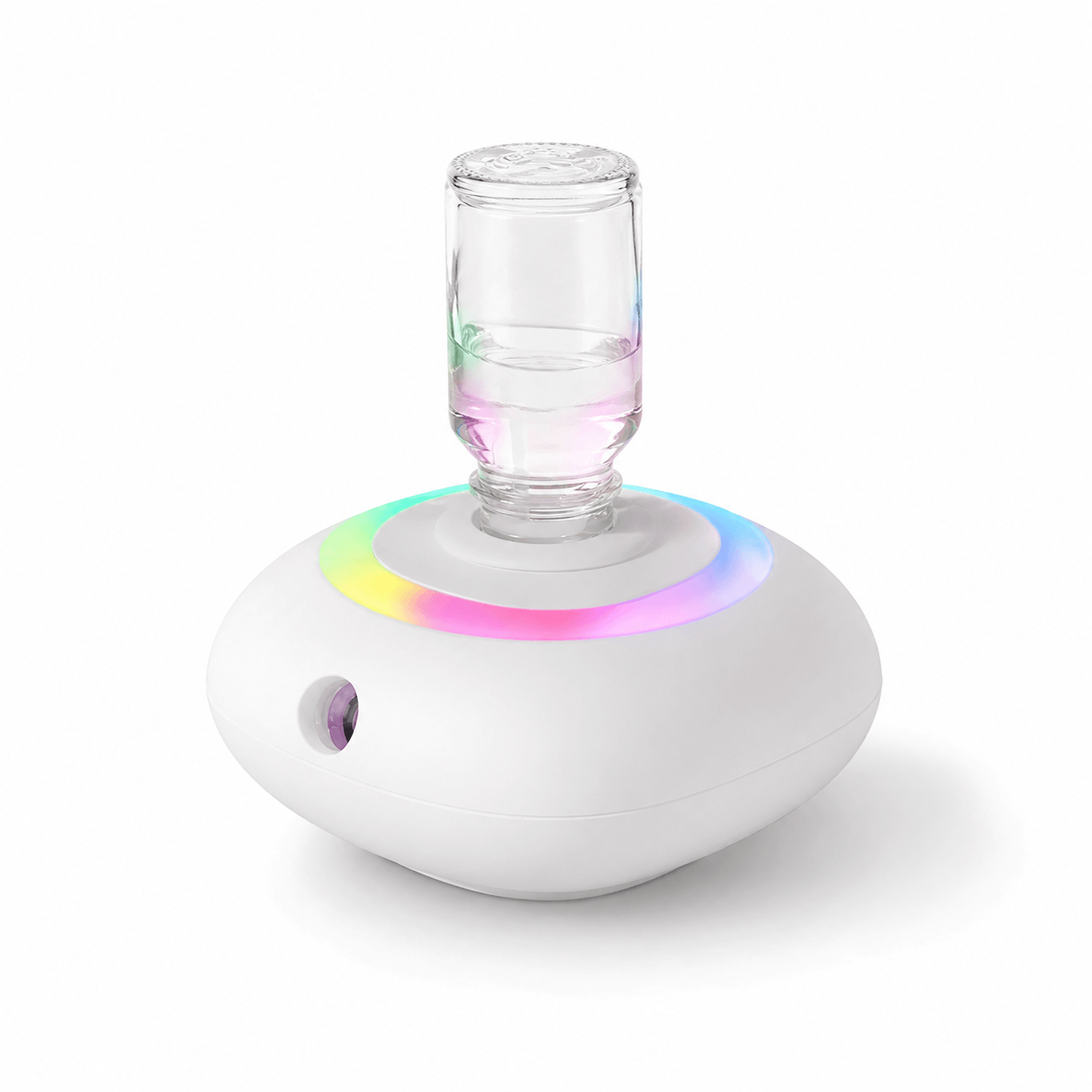 Rainbow diffuser with colorful ambient light on a clean white background