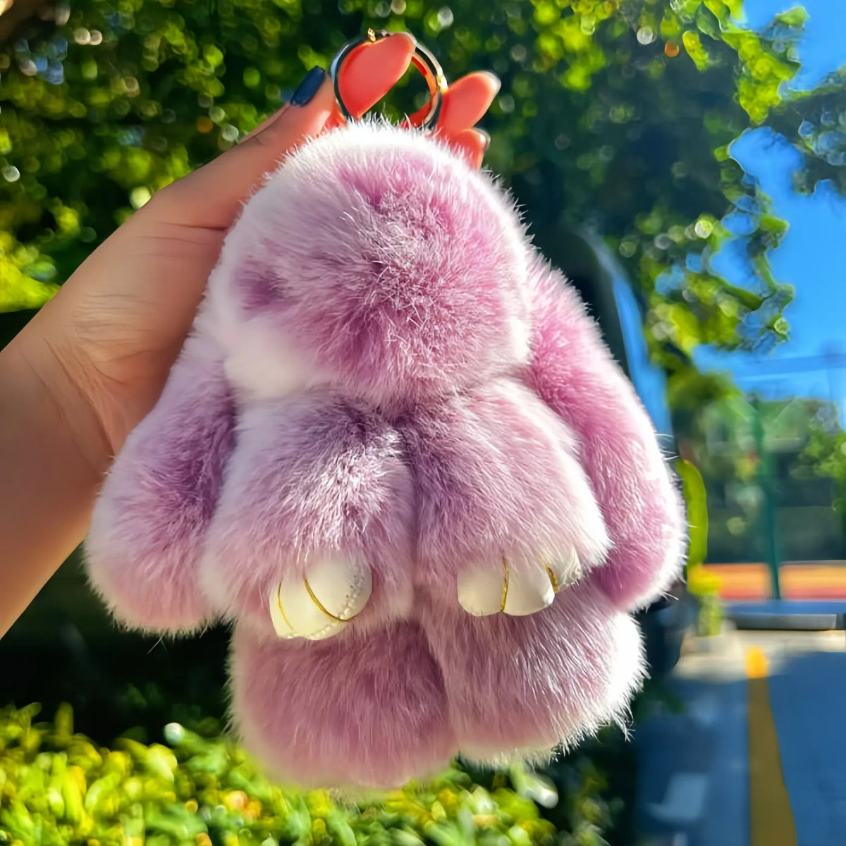 Handmade Cute Pink Plush Bunny Keychain