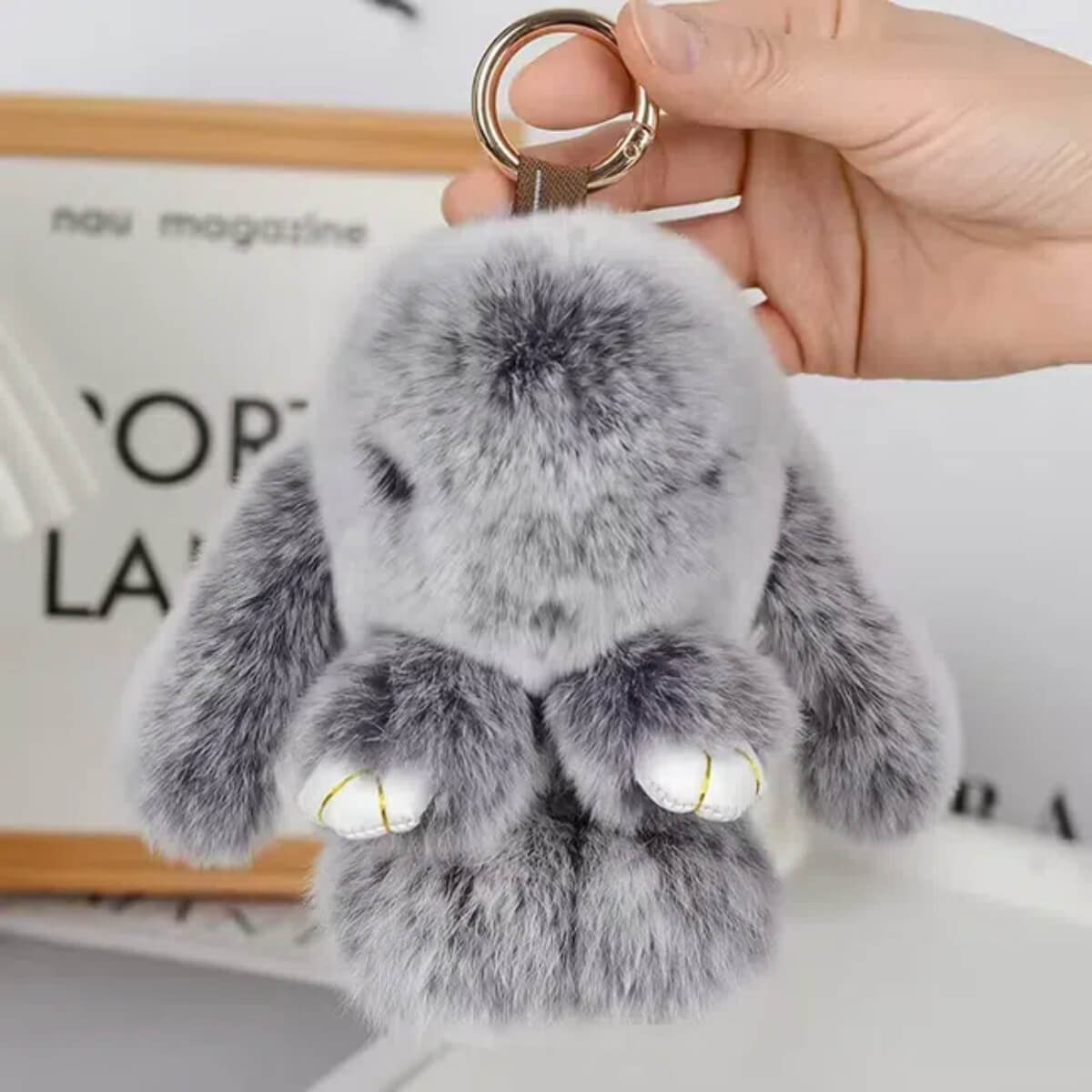 Handmade Cute Pink Plush Bunny Keychain