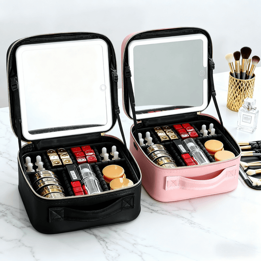 Rechargeable LED Makeup Bag with Mirror – Perfect Gift for Travel & Daily Use