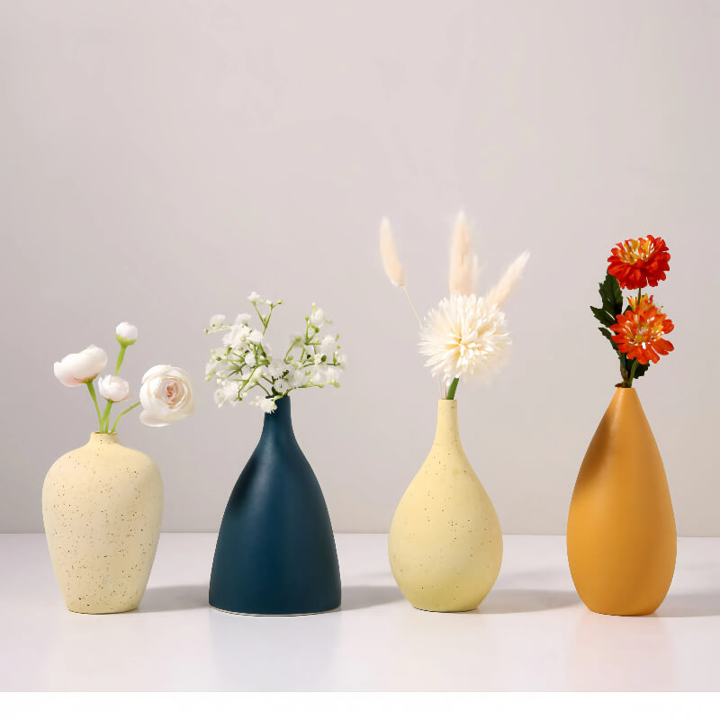 Minimalist Ceramic Art Vase Combination G with Flowers