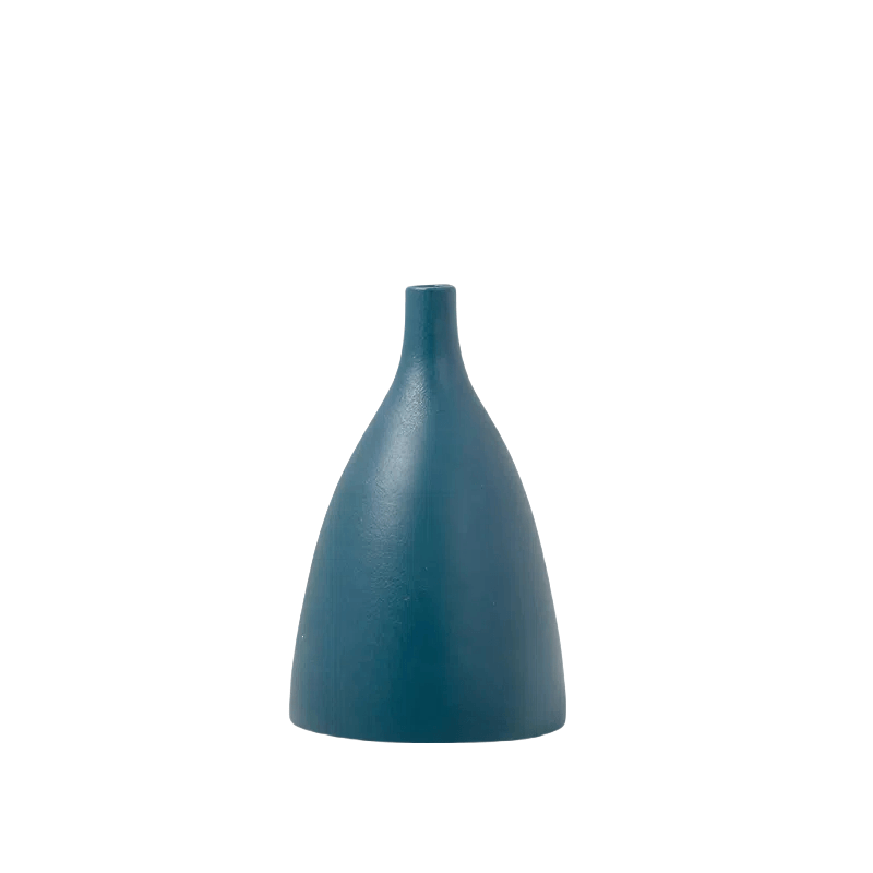 Minimalist Ceramic Art Vase - Yellow & Blue Modern Decor