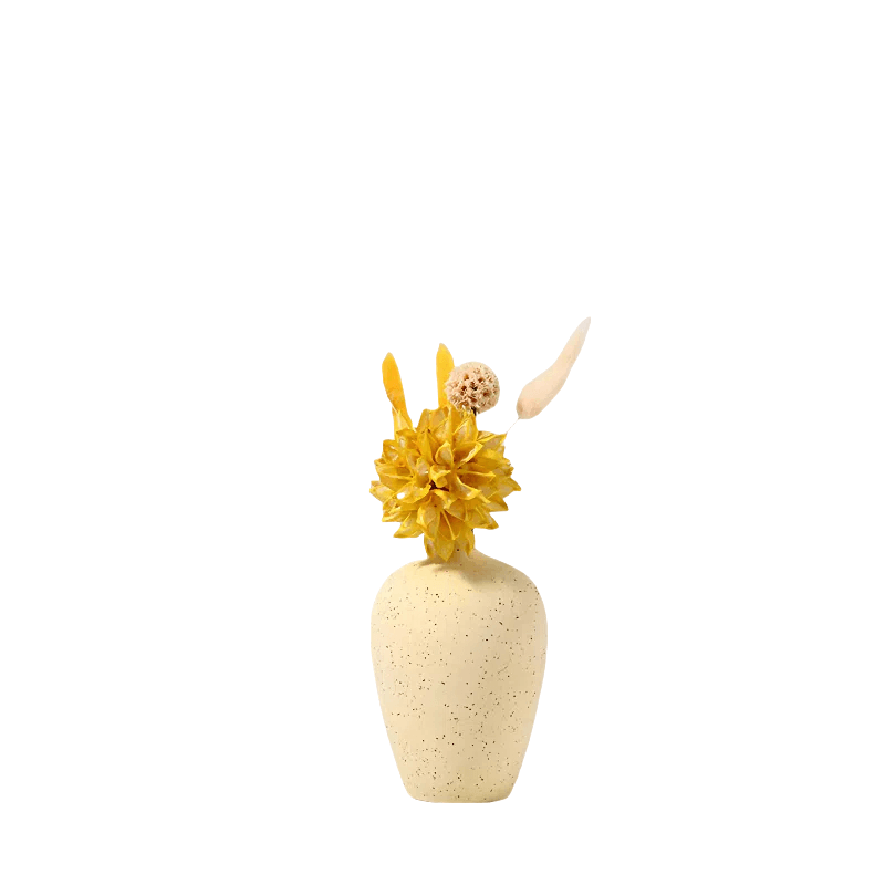 Minimalist Ceramic Art Vase - Yellow & Blue Modern Decor