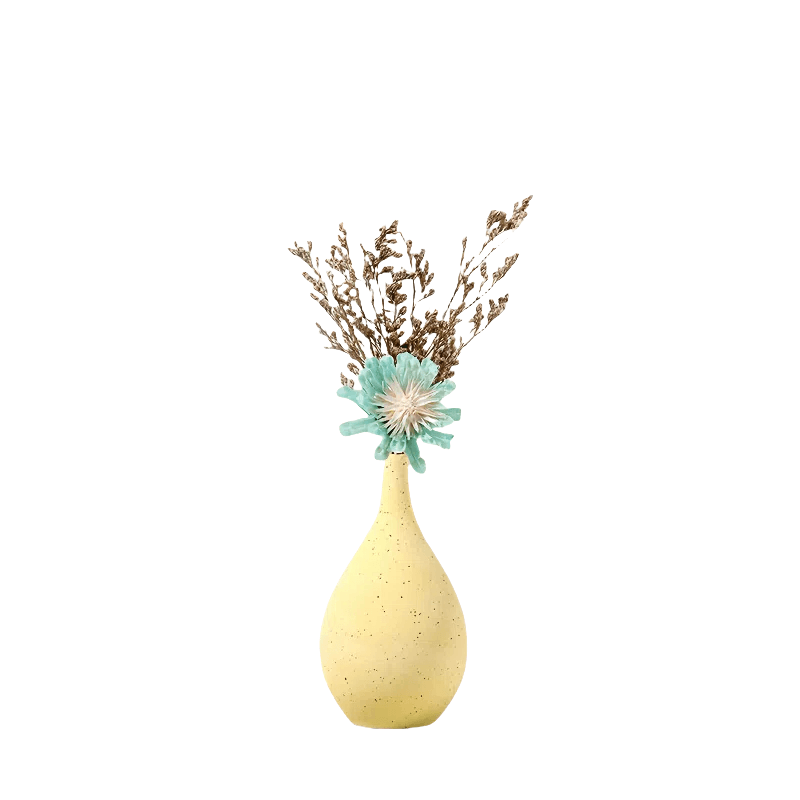 Minimalist Ceramic Art Vase - Yellow & Blue Modern Decor