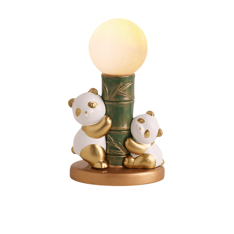 Gold panda moon lamp white background photo