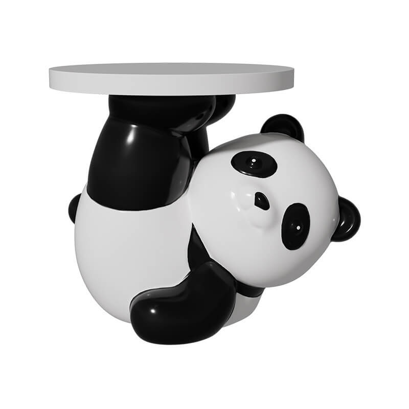 Black panda side table white background photo