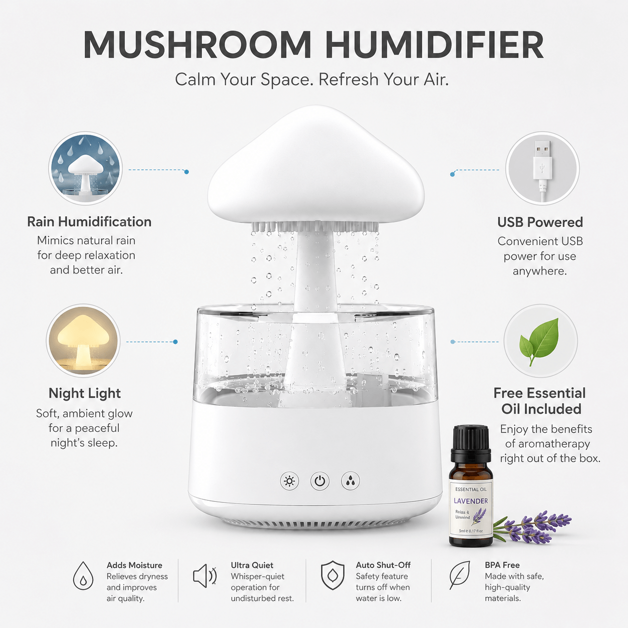 Humidificateur et diffuseur en forme de nuage de pluie