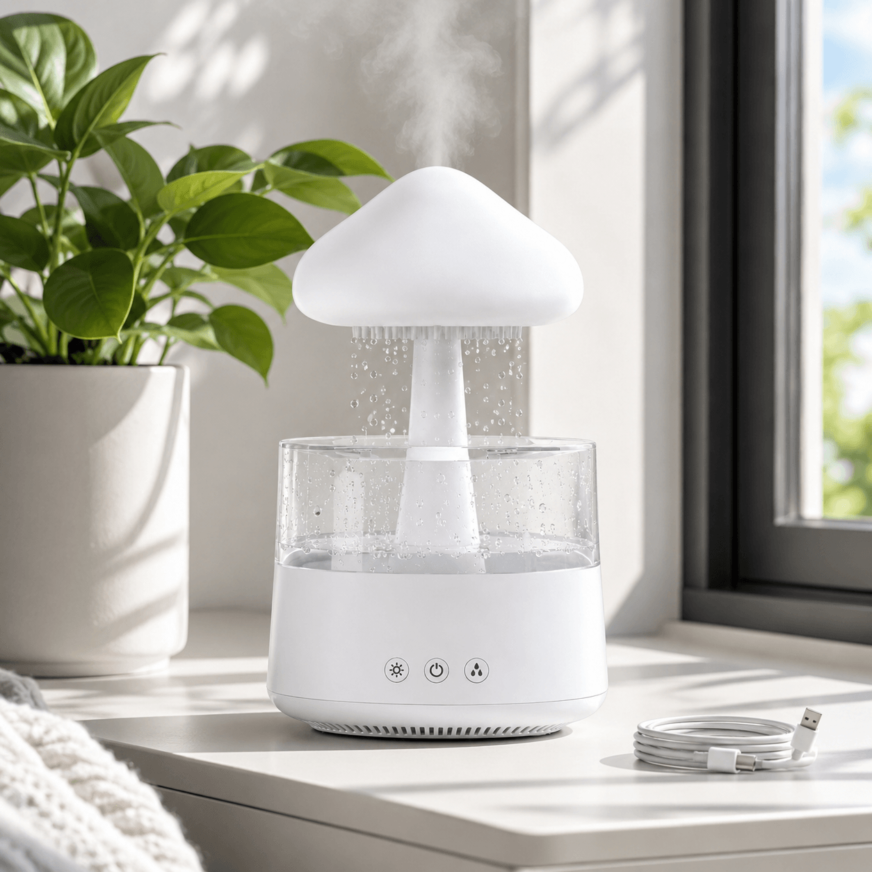 Humidificateur et diffuseur en forme de nuage de pluie