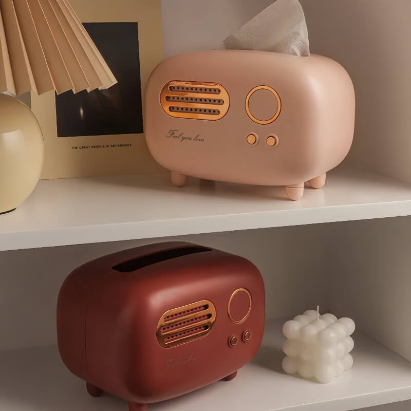 Pink and Red Retro Radio Tissue Boxes Display Photo 2