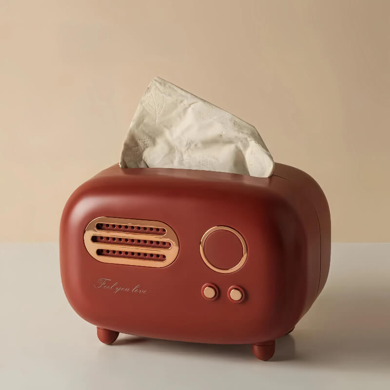 Red Retro Radio Tissue Box Solo Display Photo