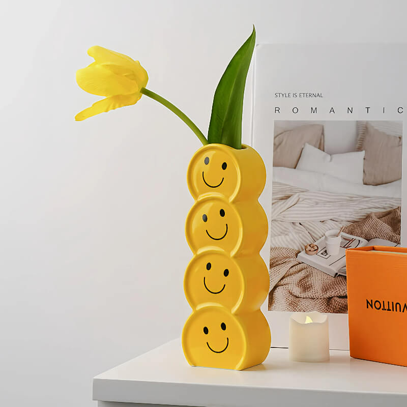 Smiley Face Art Vase Flower Display 3