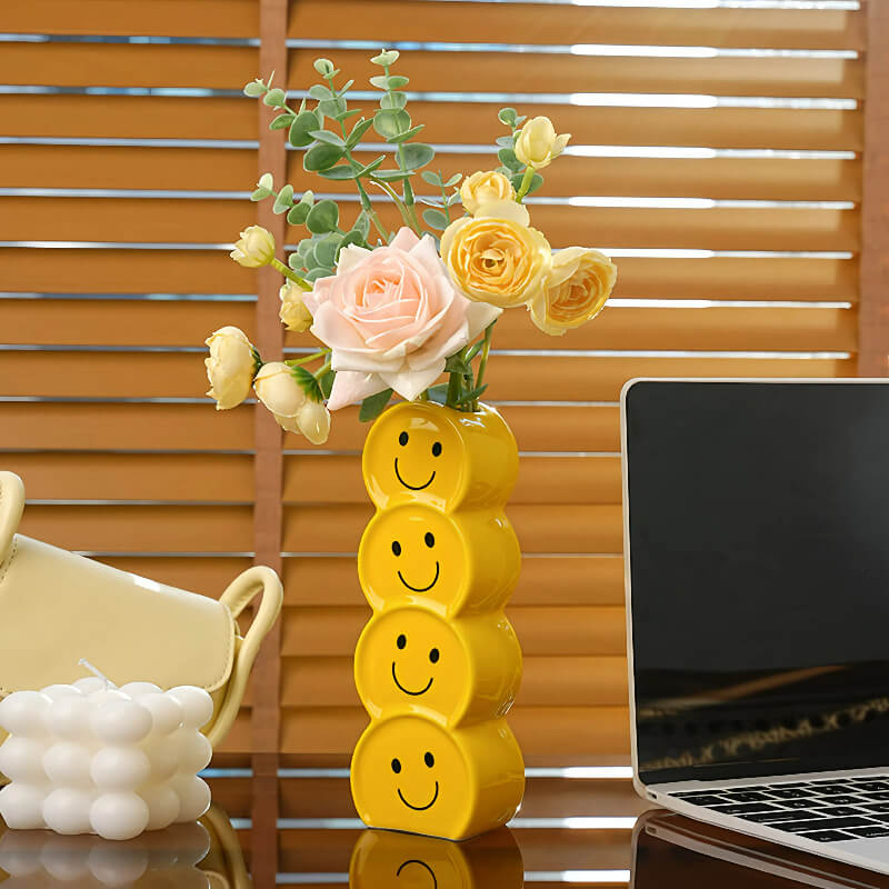 Smiley Face Art Vase Flower Display 5