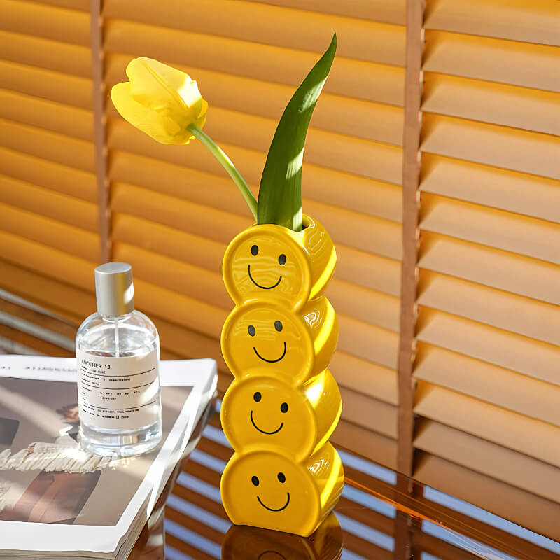 Smiley Face Art Vase Flower Display 6