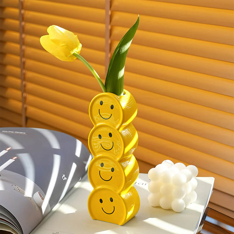 Smiley Face Art Vase Flower Display 7