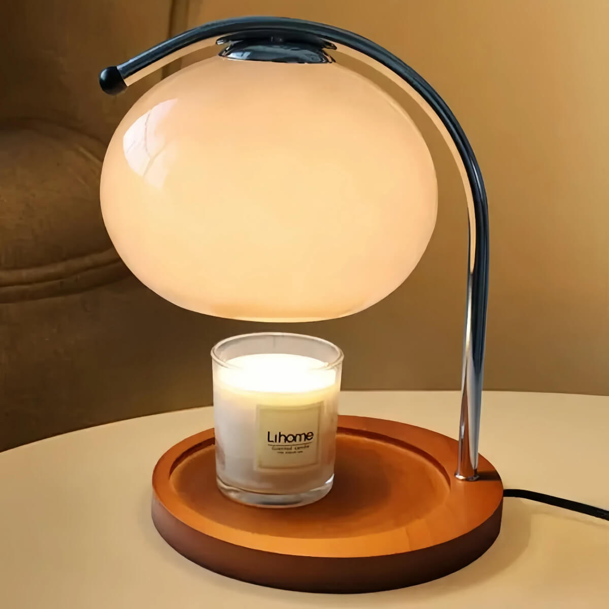 Wooden Aromatherapy Glass Lamp